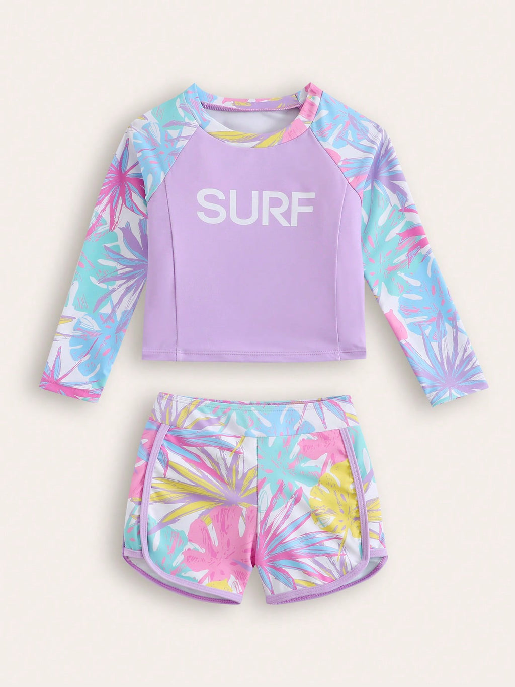 Conjunto 2 Piezas Niña Estampado Tropical Manga Larga