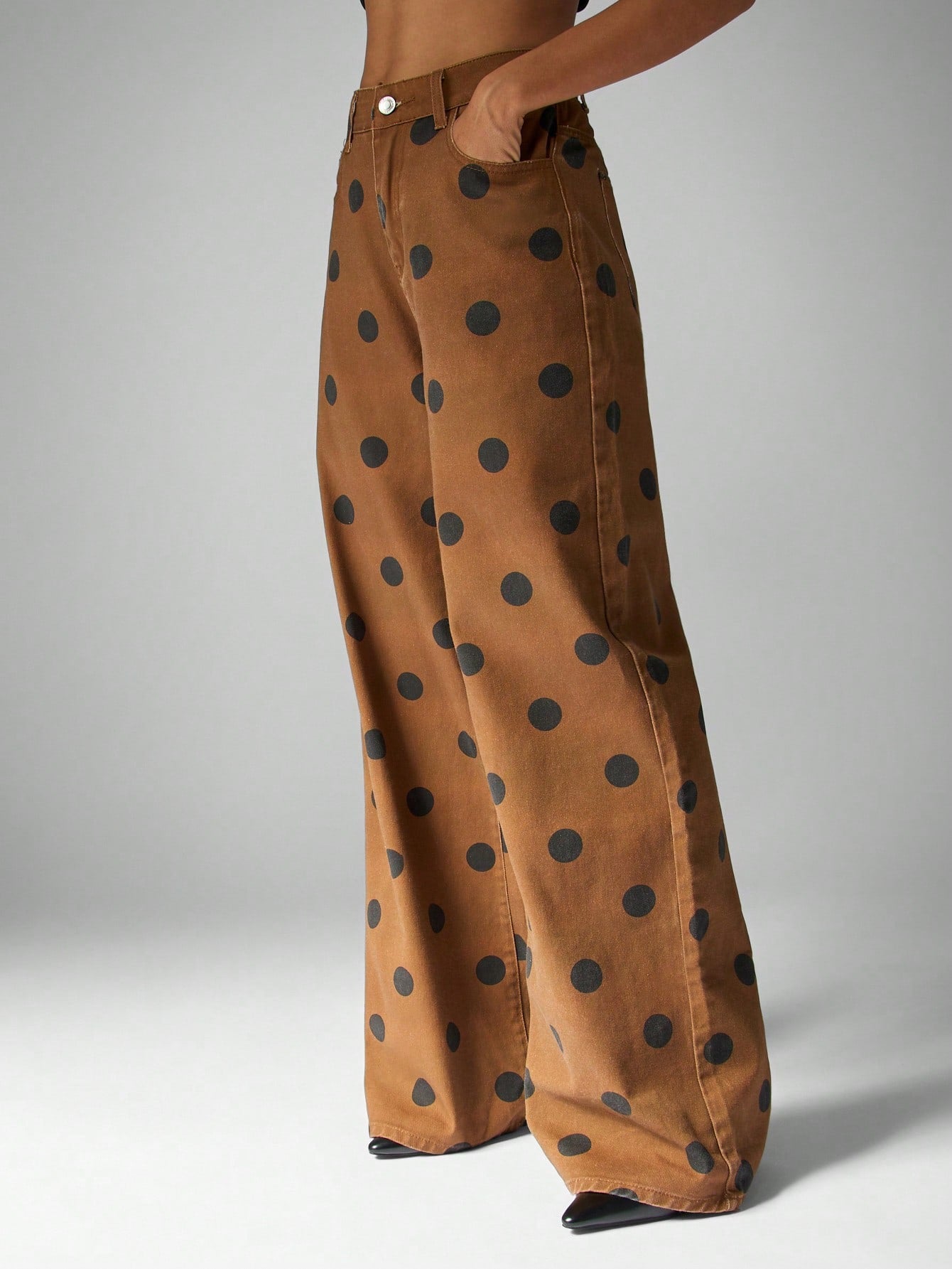 MISSGUIDED Pantalones Palazzo Lunares Talle Alto – 100% Algodón Estilo Y2K