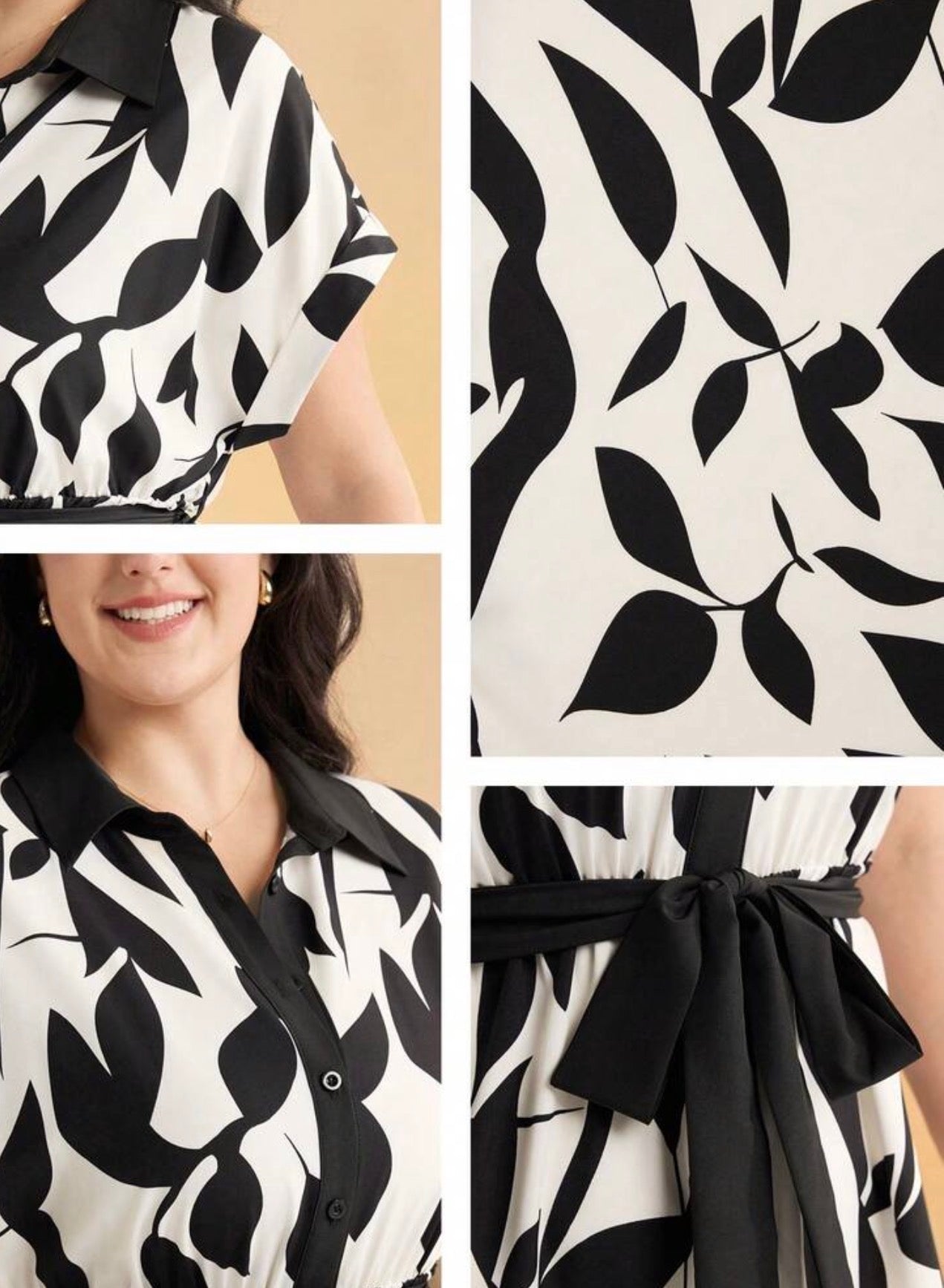 Momelise Vestido Talla Grande Estampado Floral con Cinón - Primavera/Verano