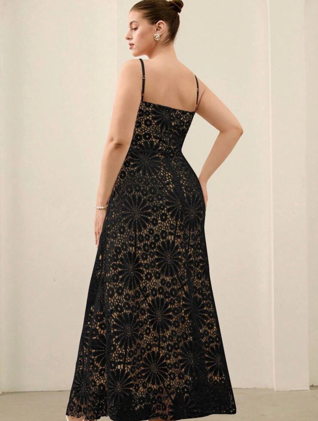 BELROSIE Vestido Largo Encaje Floral Calado