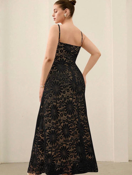 BELROSIE Vestido Largo Encaje Floral Calado