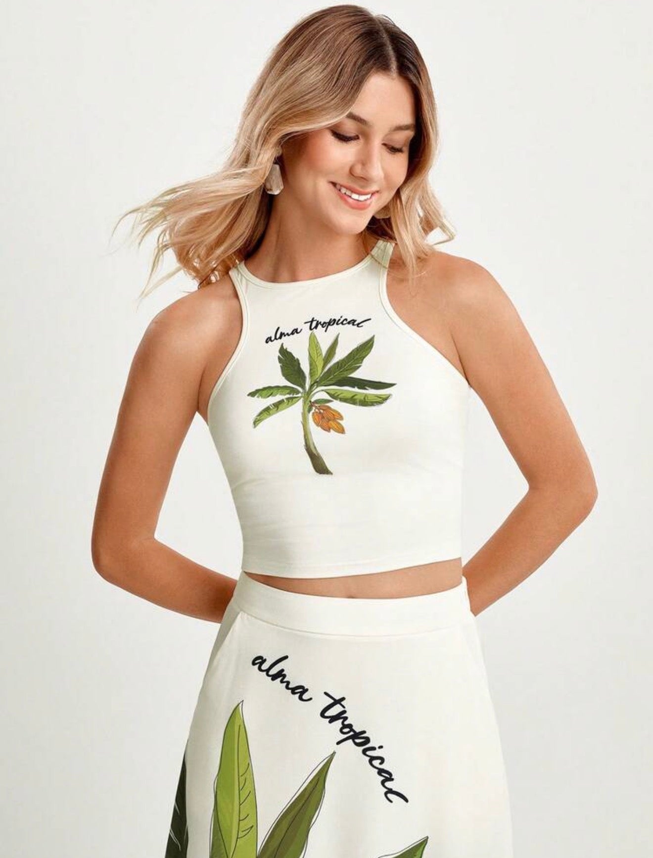 CAJUNI x Carol Peixinho Falda Maxi de Estampado Tropical para Mujer