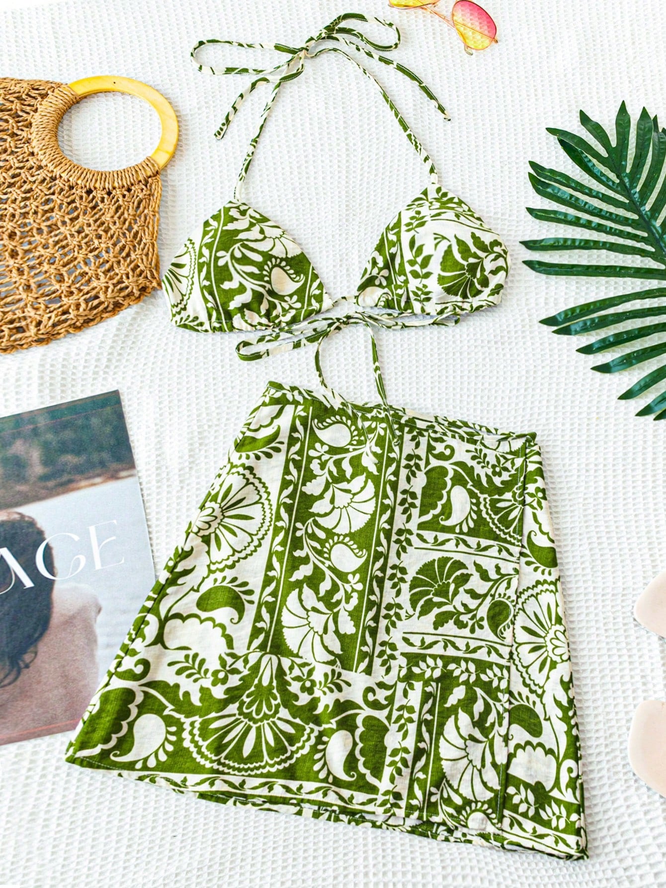 Soleia | Conjunto Bohemio 2 Piezas – Bralette Floral + Falda A-Line