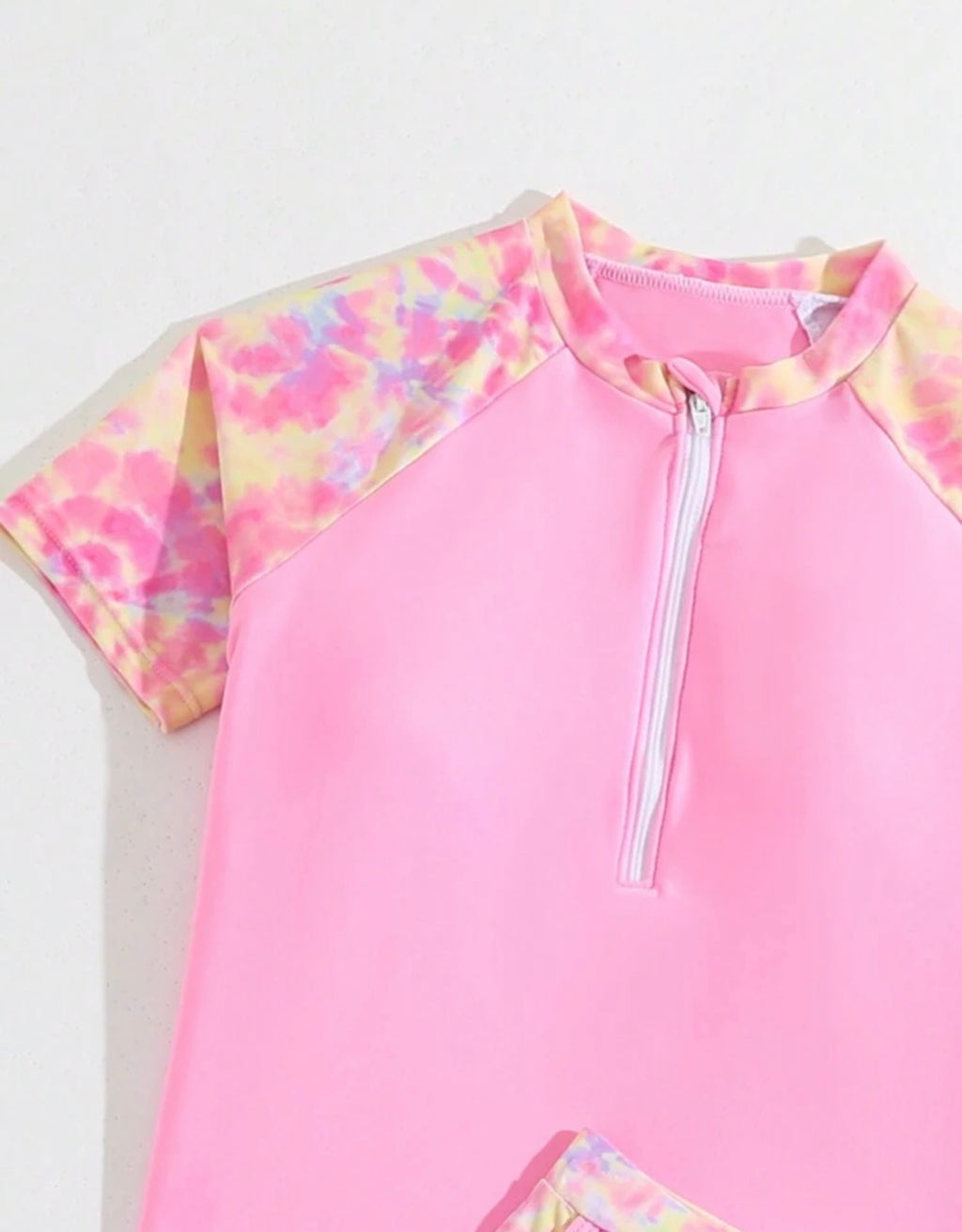 Tankini Tie-Dye Rosa Top Raglan y Shorts para Niña