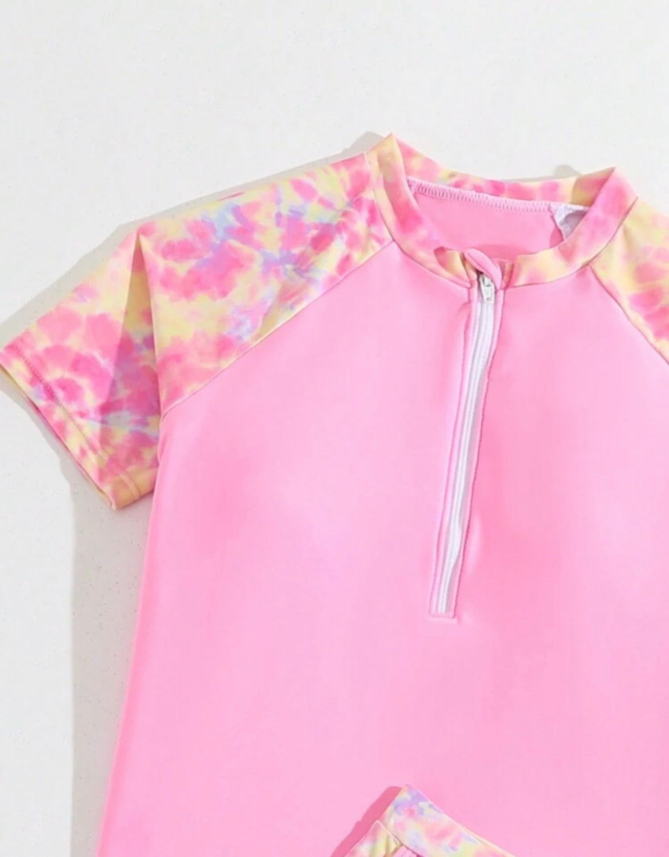 Tankini Tie-Dye Rosa Top Raglan y Shorts para Niña