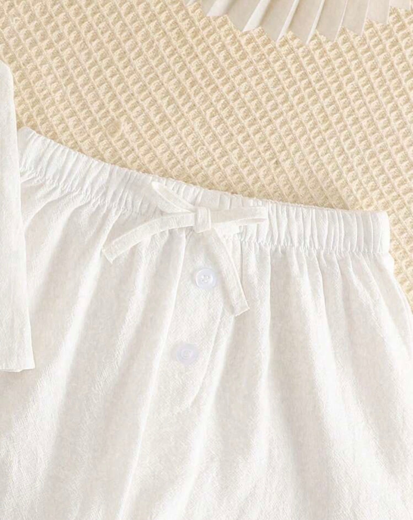 SHEIN LMoss Kids Conjunto 2 Piezas Top Sin Mangas con Lazo y Shorts Blanco Niña