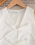 SHEIN LMoss Kids Conjunto 2 Piezas Top Sin Mangas con Lazo y Shorts Blanco Niña