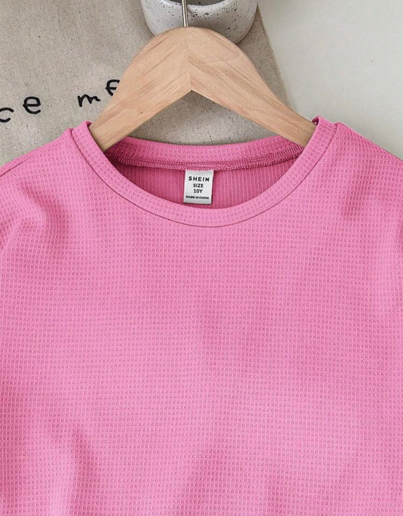 SHEIN LMoss Kids Conjunto Informal 2 Piezas Blusa Manga Corta y Shorts Rosa Niña