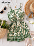 Conjunto Tropical Top y Short Estampado Hojas Niña