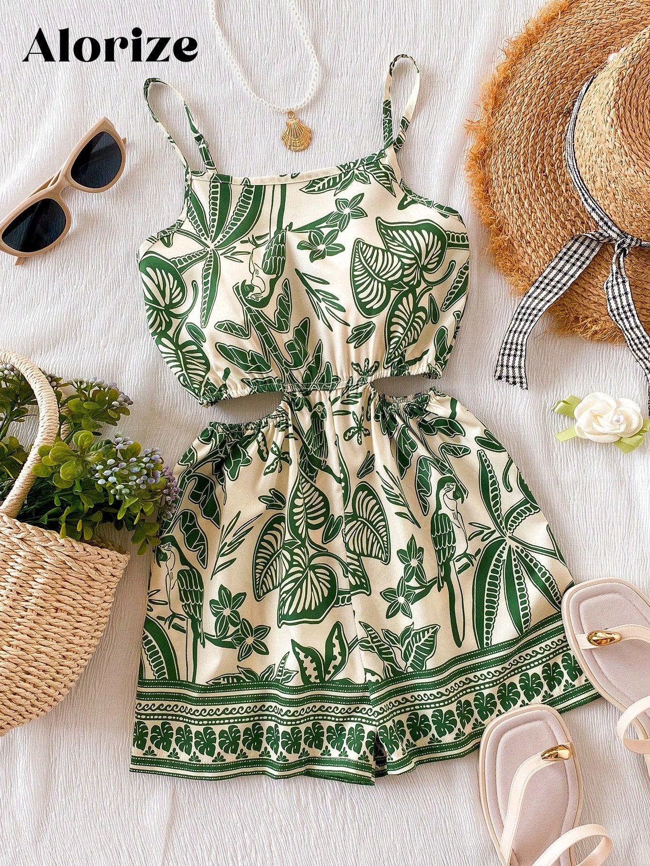 Conjunto Tropical Top y Short Estampado Hojas Niña