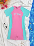 Traje de Baño Una Pieza Girl Power Manga Raglán Niña