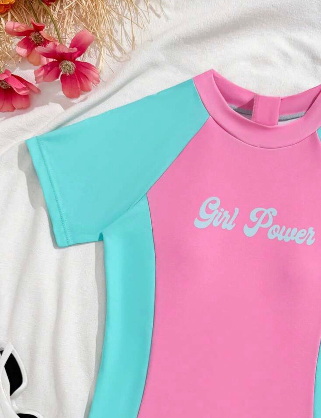Traje de Baño Una Pieza Girl Power Manga Raglán Niña