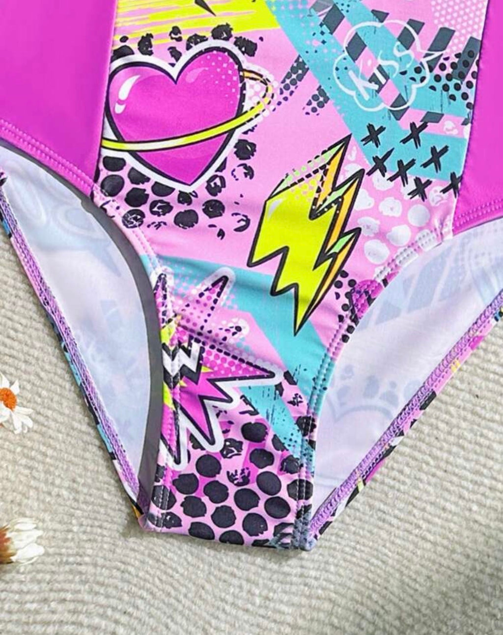 Traje de Baño de Una Pieza Manga Larga Estampado Girl Power para Niña