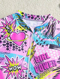 Traje de Baño de Una Pieza Manga Larga Estampado Girl Power para Niña