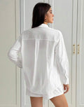 Conjunto Camisa Hombros Caídos y Short con Bolsillos en Blanco – 100% Algodón