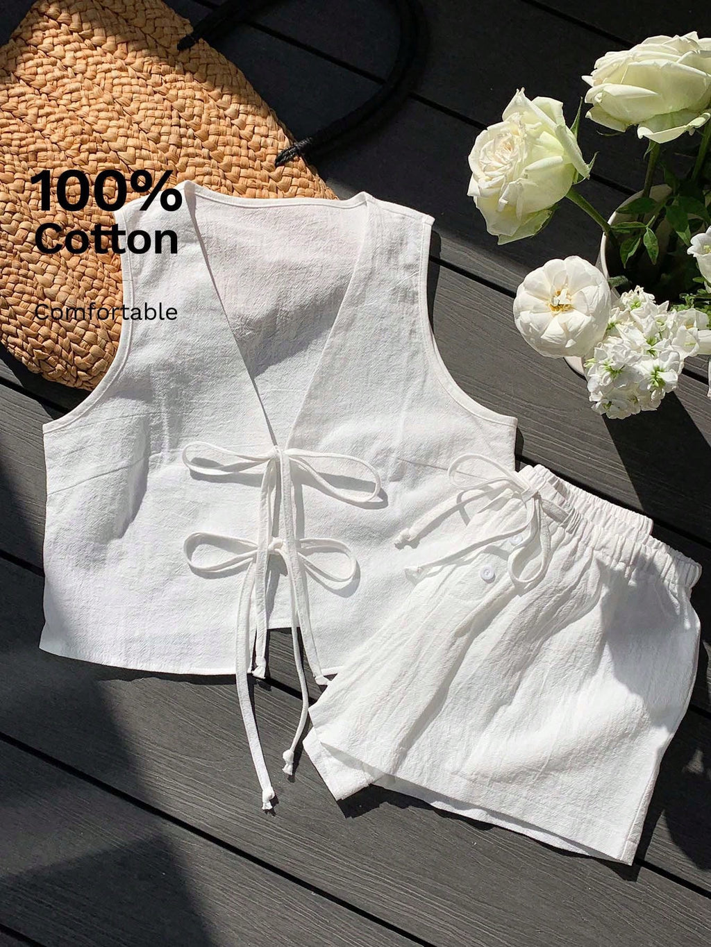 Conjunto Casual 2 Piezas - Top Corto Sin Mangas y Short | 100% Algodón