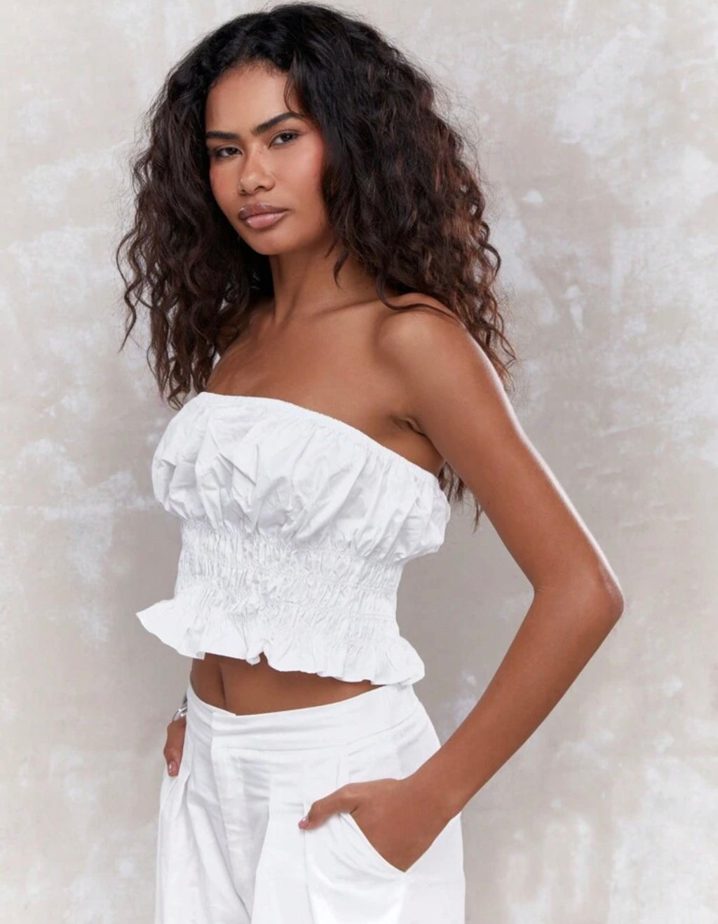 MISSGUIDED Conjunto a juego con Top fruncido y Bermudas tailored