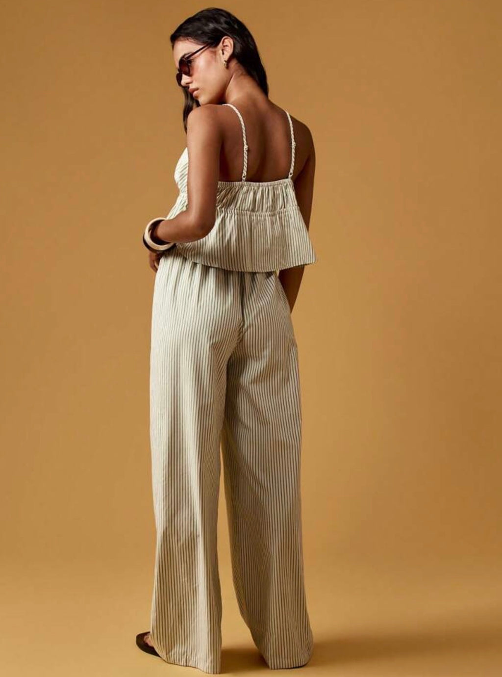MISSGUIDED Conjunto Rayas Top Volantes + Pantalón Palazzo