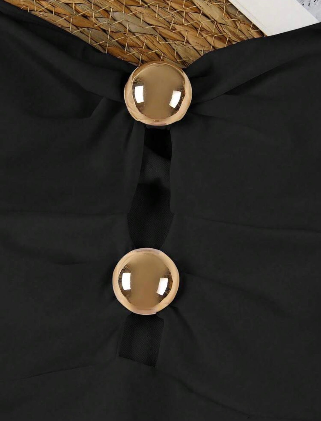 Nuevo conjunto de traje de baño de una pieza con escote bandeau y falda de cobertura, elegante y sexy, color negro con diseño calado
