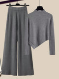 Conjunto suéter y pantalón tejido gris - vista 1
