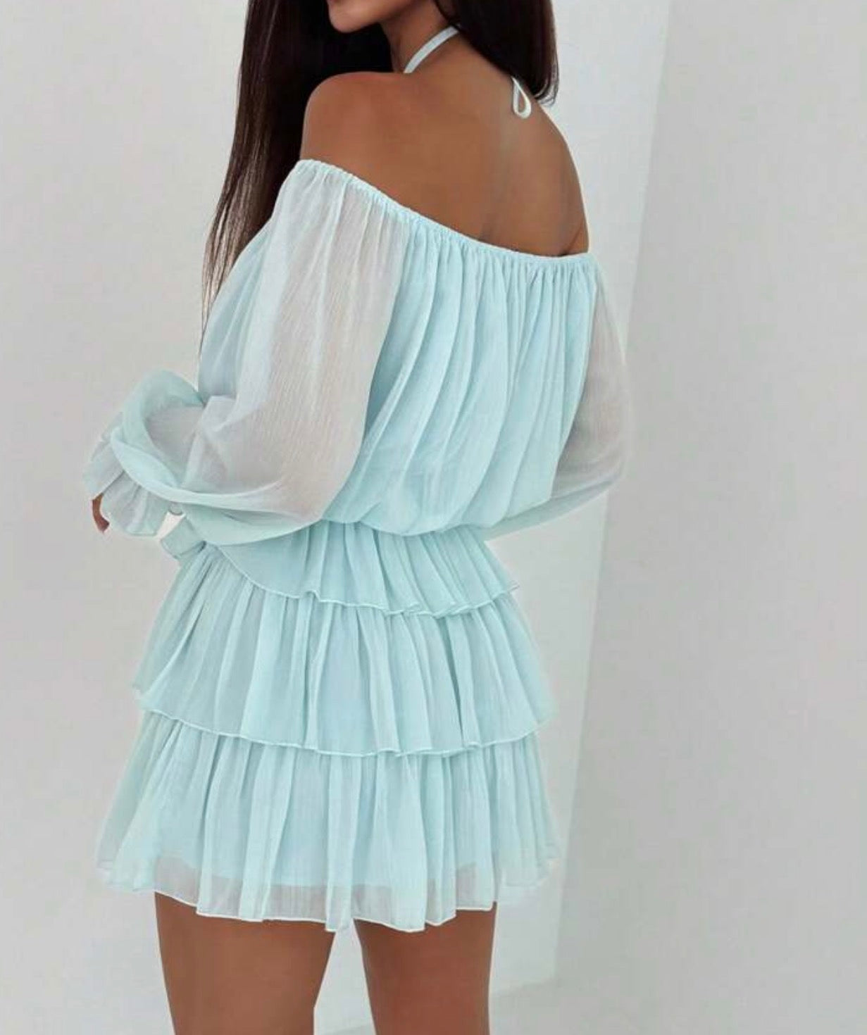 Vestido mini azul cielo - vista frontal