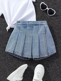 Shorts culotte plisados mezclilla niñas - vista frontal