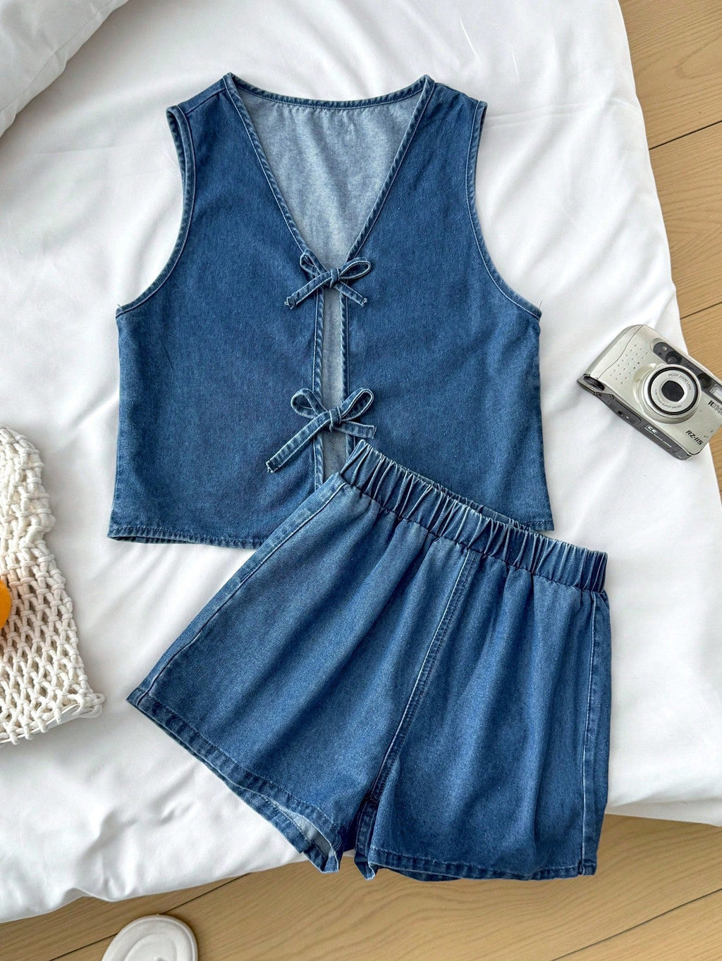 Conjunto vaquero chaleco y short - vista frontal