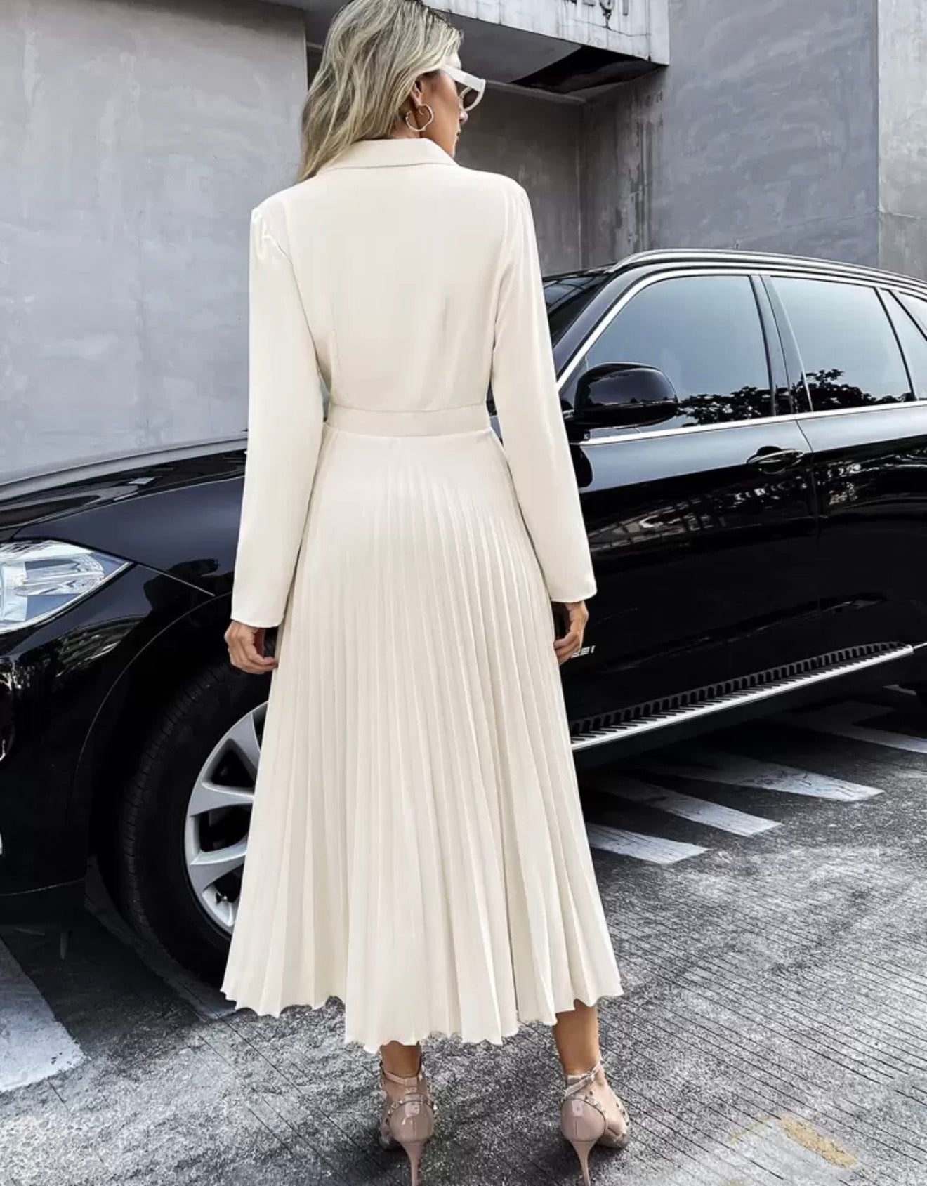 Vestido GENKIRA plisado blanco - vista trasera