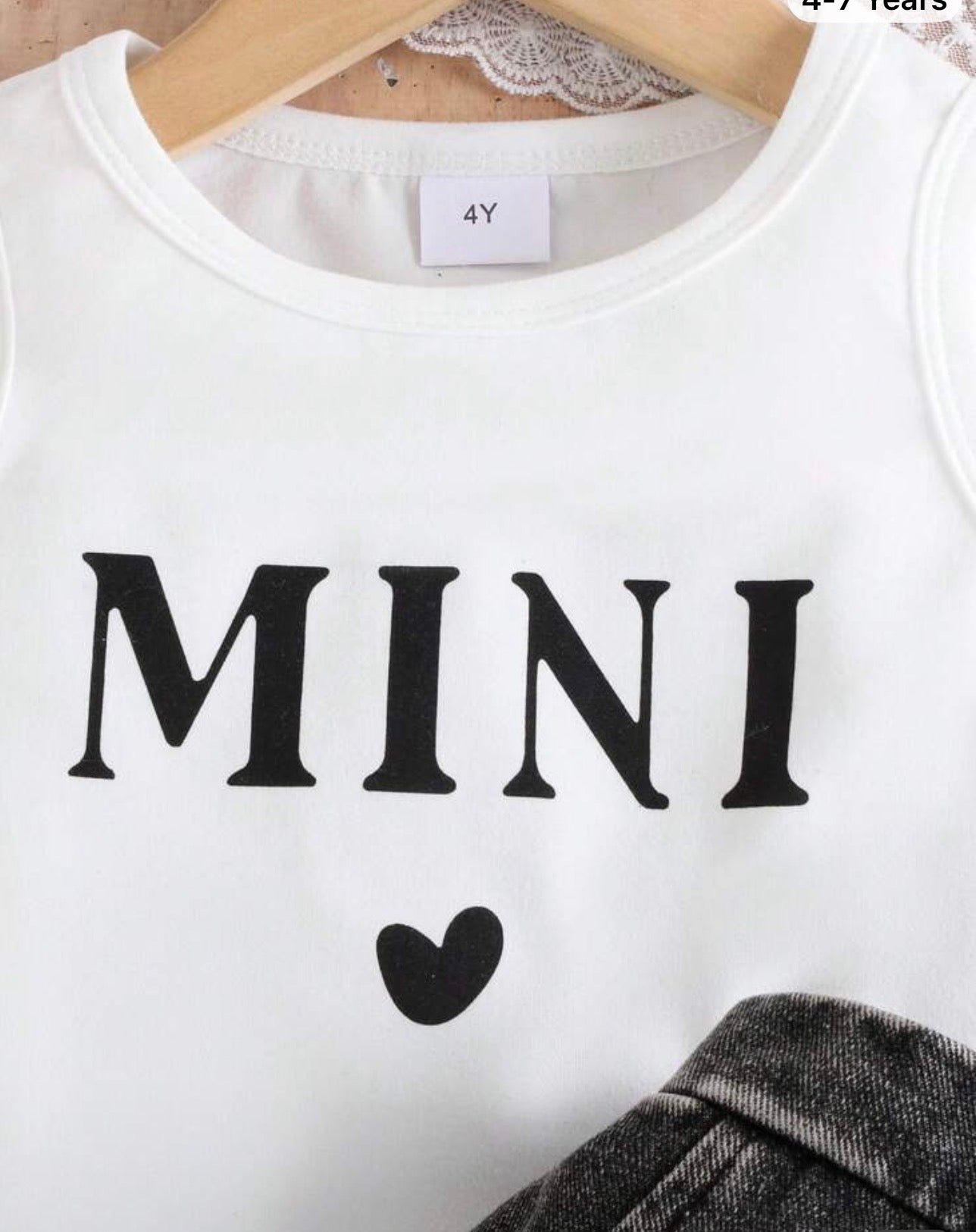 Set 2 piezas top MINI y falda denim cargo niña - vista trasera