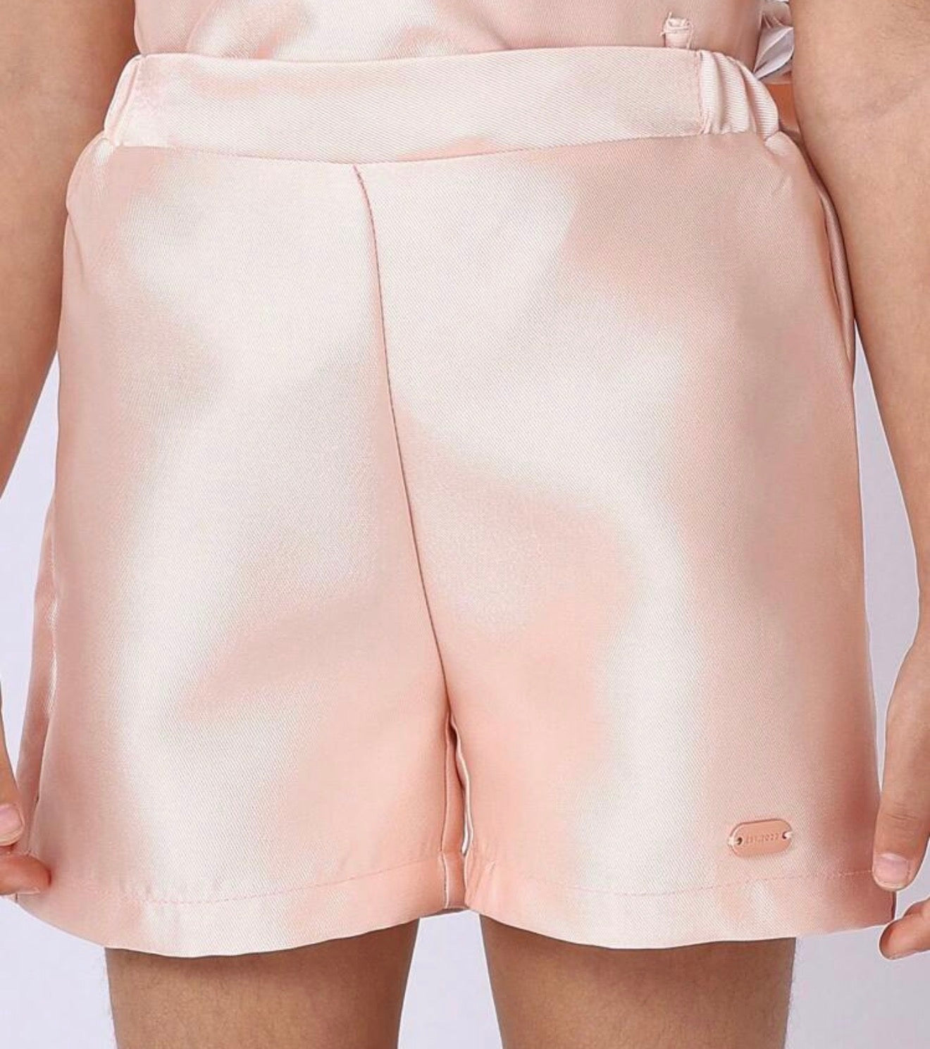 SUMWON conjunto satén rosa niña - vista completa frontal