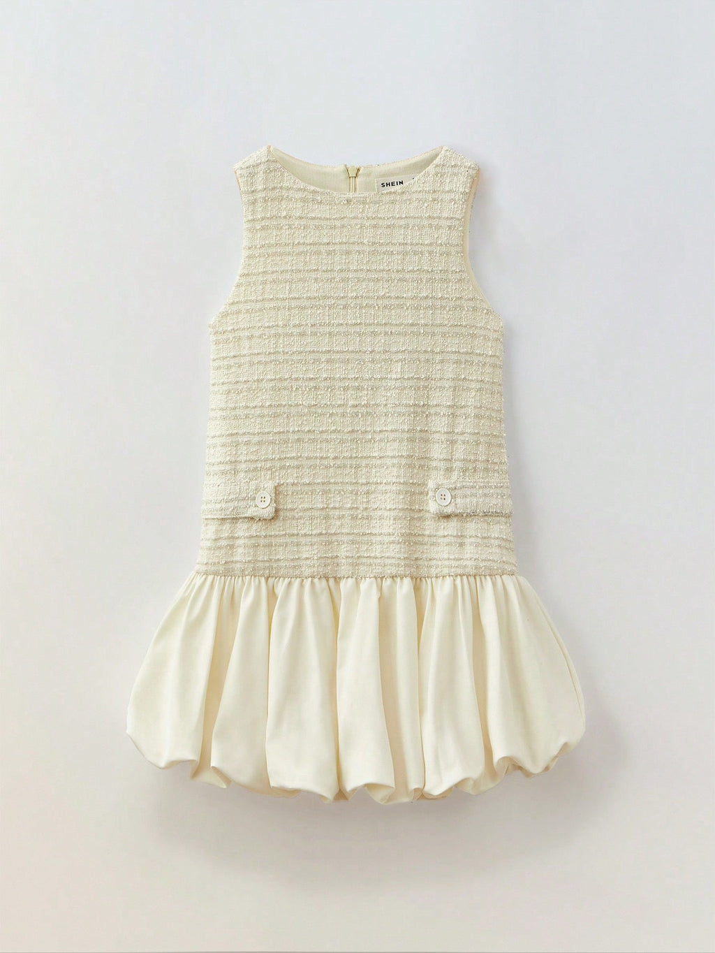Vestido infantil tweed marfil - vista frontal