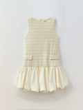 Vestido infantil tweed marfil - vista frontal