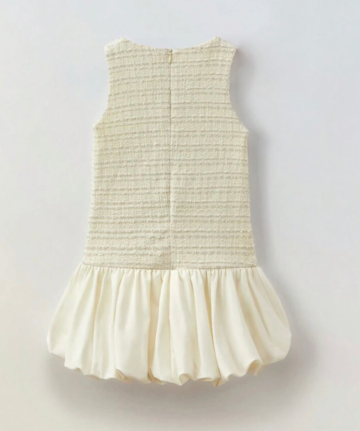 Vestido infantil tweed marfil - vista trasera