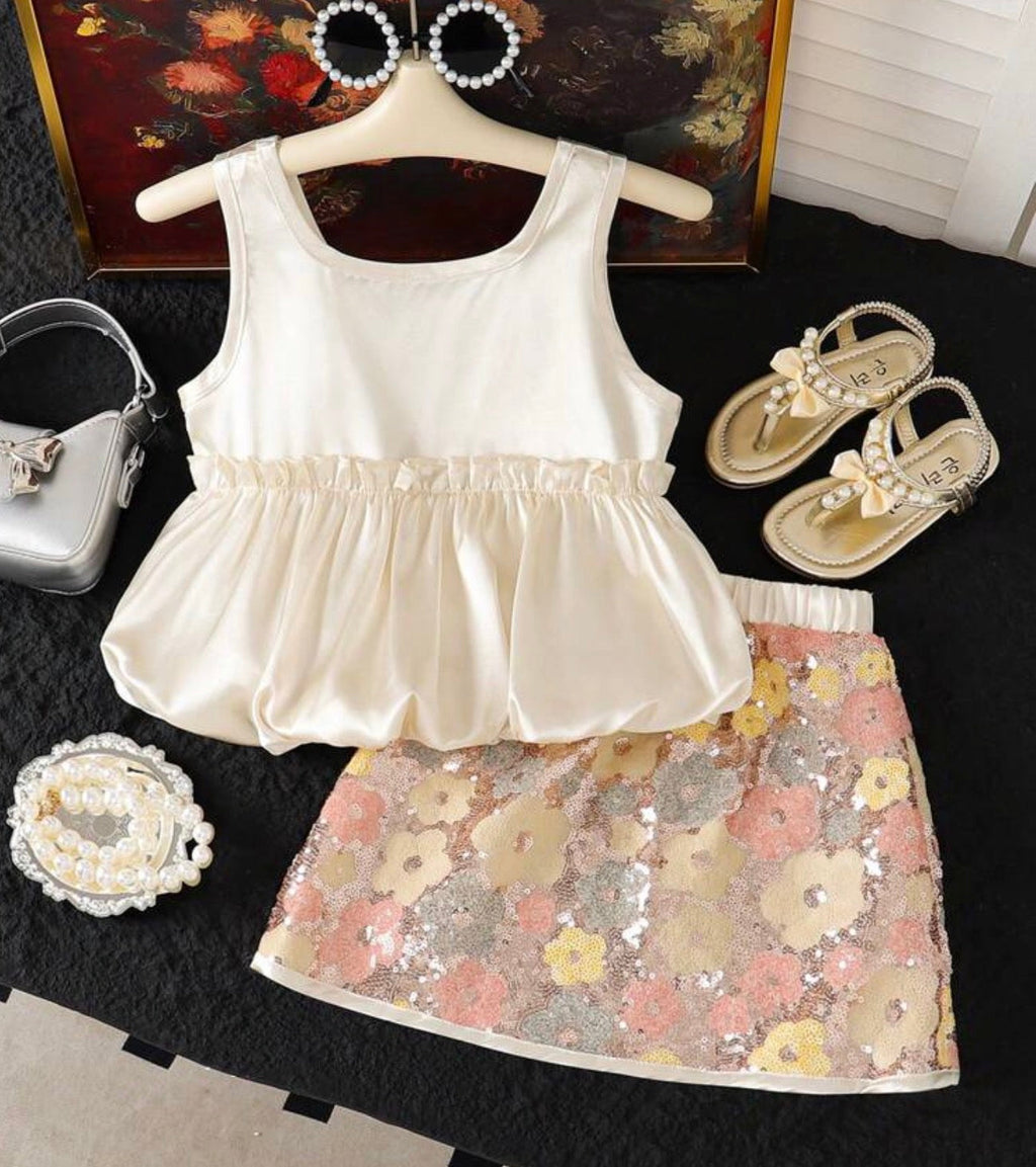 Set 2 piezas blusa y falda lentejuelas - vista completa