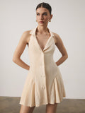 Vestido mini halter unicolor - vista frontal