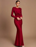 Vestido sirena largo rojo manga larga - vista frontal